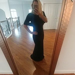 Dramatic Solid Black Elegant Long Dress